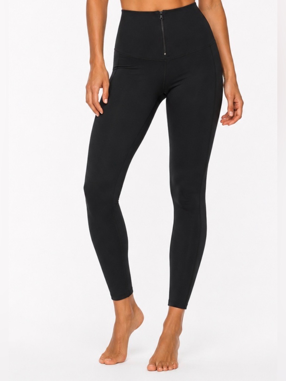 High-Rise Black Zip-Front Leggings